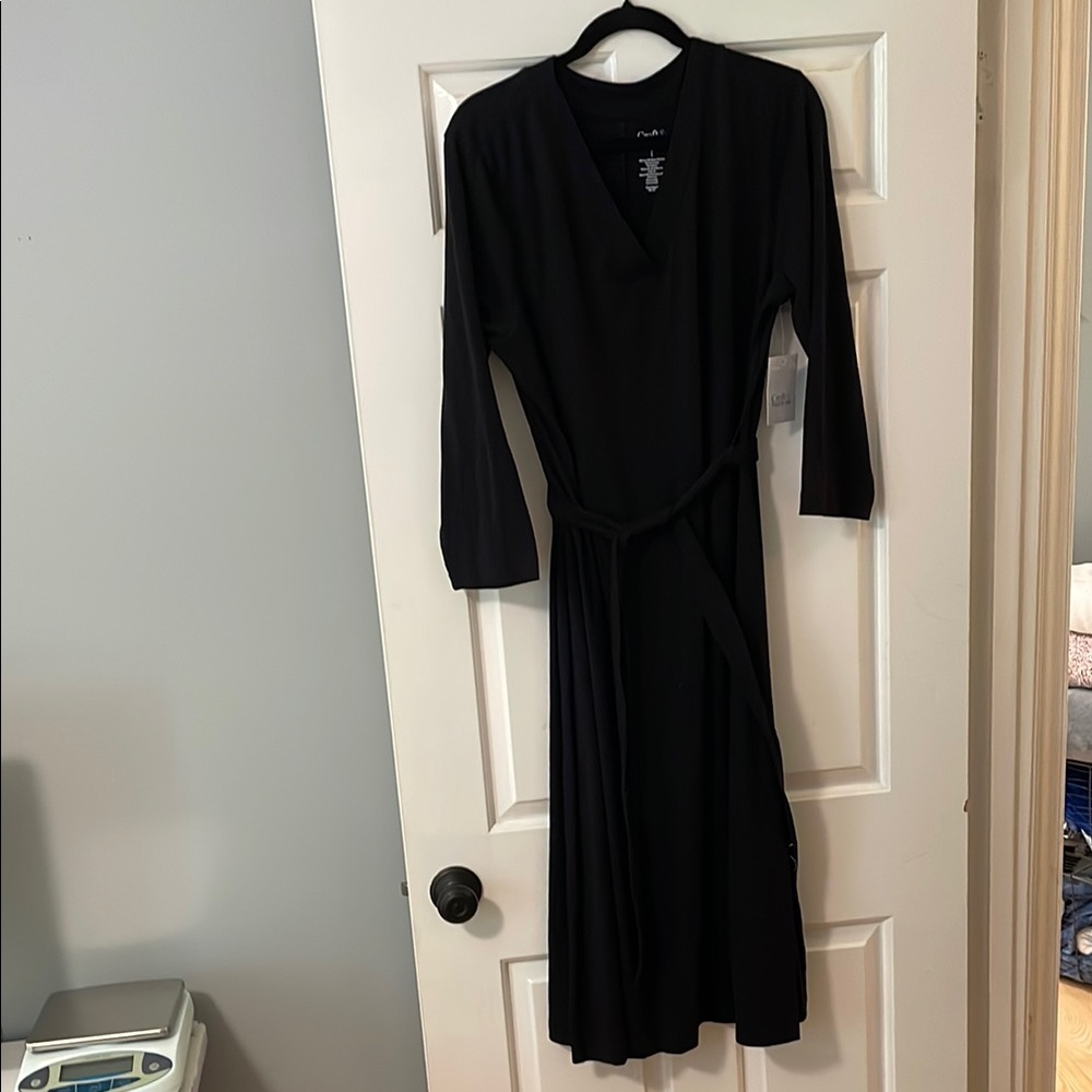 Croft & Barrow Black faux Wrap Dress Tie Front nwt large